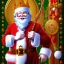 Placeholder: mdjrny-v4 Santa Clause is an Orthodox Russian ruler, with a crown and a sword, he's at a North Pole Kremlin with his favorite monkey and bear, photograph