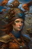 Placeholder: steampunk "Medieval witch", with many weird creatures - artwork by Tomasz Alen Kopera - ultra sharp focus, focused, high definition, high detail, highly detailed, ultra detailed,