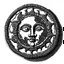 Placeholder: engraved copper coin with a detailed sun face with filligrees