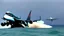 Placeholder: fighter jets fire missiles at 747 plane and it crashes into the ocean