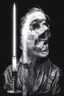 Placeholder: face melting light saber candle chart pixels INFINATE MONEY GLITCH in the style of surrealism black and white