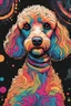 Placeholder: A striking digital artwork features a vibrant Poodle dog in a vector illustration style. The dog captivates with its colorful presence against a sleek black background. The artist skillfully chooses a suitable color palette to enhance the overall impact, resulting in a visually stunning phone wallpaper. The image showcases intricate details, including the dog's expressive eyes, glossy fur, and the play of light and shadows on its graceful form. This high-quality illustration exemplifies the arti