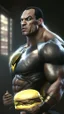 Placeholder: black adam fat, eat burger, ultra realistic, 4k, ultra detail, full body