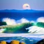 Placeholder: The Great Wave off Kangawa,beach, lighthouse,rocks, fullmoon, mount fuji, by Van Gogh 8k