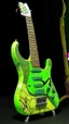 Placeholder: A lime green cybernetic guitar painted by Vincent van Gogh