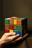 Placeholder: Rubik's cube in the style of Vermeer