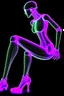 Placeholder: Anais Nin; Neon X-Ray of a woman in heels; neo-futuristic