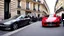 Placeholder: A Tesla's 'Model S Plaid' is racing at top speed, by the 'Sacre Coeur', in Paris. CINEMATIC. WIDE ANGLE LENS. PHOTO REAL.
