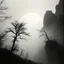 Placeholder: Close-up Ilford photograph of a creepy surreal landscape, eerie, no style, very surreal, trees, spooky, metaphysical objects, giant sun, intricate, thoughtful, appalling, mountain rocks, deep 3d field, 8k, hypermaximalist, fog