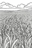 Placeholder: coloring page, field of wheat, cartoon style, thick lines, low detail, no shading