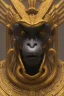 Placeholder: Anunnaki black male African Egyptian alien, cracks in the voodoo head, wicked, eyes, crown, Elephant, 8k, finely detailed, photo realistic, tiger turquoise skull head gold dragon space alien snow skeleton gold gorilla silver crown silver eyes