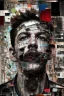 Placeholder: Ultra detailed medium portrait painting of a man, bended and hands in hair, giving up, broken, dark and chaos background,torn up collage of clippings, broken circuitry background, matrix effects, punk visual art, punk art aesthetic, graffiti art, pop surrealism, collage art, cluttered paint glitches