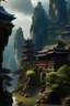 Placeholder: storm fantasy Zhangjiajie, chinese houses