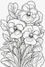 Placeholder: flowers coloring page for kids, pansy, cartoon style, thick outline, low details, no shading, no color