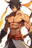 Placeholder: The same photo anime with medium muscles but with a katana sword