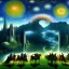 Placeholder: Epic Drawing of scenery with humans on horses of The LOTR estilo Van Gogh 4k