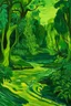 Placeholder: A lime green jungle with a poisonous river painted by Vincent van Gogh