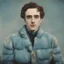 Placeholder: Actor charles chaplin, blue, autochrome, plastic puffy jacket