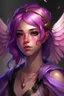 Placeholder: Portrait, fairy, violet and pink skin, wings, small, dungeons and dragons