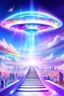 Placeholder: Ufo rainbow, futuriste ultra moderne,stairway to heaven,crystal very beautiful city