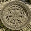 Placeholder: temple stone floor, birds eye view, array of five circular indentations, pentagram