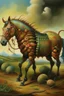 Placeholder: horse with many legs like caterpillar,prize winning oil painting,book cover illustration