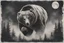 Placeholder: A mythical abstract style of tattoo art depicting a strong, noble bear running in a misty forest with a moon overhead. Make it very abstract.