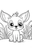 Placeholder: cute coloring page, sketch style, cute baby dog in the jungle, cute cartoon, white and black, withe background, no shadows, outline.