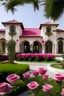 Placeholder: beautiful islamic style designed villas surrounded with pink rose bush