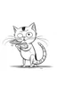 Placeholder: cartoon cat eating a fish. simple thin crisp lines. kids. no shading. no color