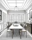 Placeholder: illustration of the dining room interior ,Coloring Book for Adults and Kids, Instant Download, Grayscale Coloring Book