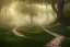 Placeholder: wooded stone lit path