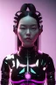 Placeholder: Portrait, Front image, cyberpunk Asian woman rabbit mask, black pink color, latex dress, highly detailed, concept art, smooth, unreal engine 5, god rays, ray tracing, RTX, lumen lighting, ultra detail, volumetric lighting, 3d, finely drawn, high definition, high resolution.