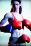 Placeholder: Female athlete, boxing in coloful space