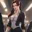 Placeholder: An Arrogant-Looking Young Woman With Pale Skin, Red Eyes, And Long Brown Hair Pulled Up In A Single, Straight Ponytail. She Is In The Mafia. An Air Of Malevolent Power Surrounds Her. Anime Style, High Definition, Greg Rutkowski, 8k Resolution, Intricate Details