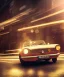 Placeholder: fiat 125p, city. high speed. bokeh. lens flare. warm lights. high detailed. oil on canvas