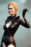 Placeholder: Cersei Lannister as evil mistress in black leather, dominatrix, busty, cleavage, curvy, lena headay, angry, stern look. character design by cory loftis, fenghua zhong, ryohei hase, ismail inceoglu and ruan jia. unreal engine 5, artistic lighting, highly detailed, photorealistic, fantasy