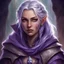 Placeholder: dungeons & dragons; portrait; human; female; sorcerer; wild magic; silver hair; braids; violet eyes; cloak