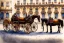 Placeholder: A fiacre landauer carriage with two lightbrown horses is standing in front of the Hofburg, Vienna. Aquarell