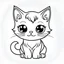 Placeholder: cute cat, black and white, white background, clean lines, coloring page for kids