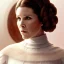 Placeholder: extremely detailed 8k hyperspace wallpaper,complete and photo realistic detailed head to waist stunning photo realistic portrait of carrie fisher as Princess Leia in star wars with photo realistic fine and simple hairstyle, brown eyes, professional majestic photo realistic painting by Ed Blinkey, Atey Ghailan, by Jeremy Mann, Greg Manchess, Antonio Moro, trending on ArtStation, Intricate, High Detail, Sharp focus, dramatic, by greg rutkowski, realism, beautiful and detailed lighting,