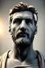 Placeholder: Ultra Realistic image, Roman sculpture, white marble material, Lionel Messi, gold Laurel leaves wreath, renaissance ornaments, chisel style, waist up portrait, epic, celestial, cinematic lighting, God light, god rays, 4k resolution, smooth details, ornate details, soft lighting, unreal engine 5, marble background.