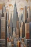 Placeholder: New York City, elegant composition linen gesso acrylic paper, in style of Vladyslav Yerko