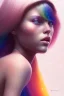 Placeholder: girl, cute, beautiful, long hair, rainbow hair, rainbows, close up portrait by Greg Rutkowski