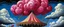 Placeholder: A magenta circus in the cloudy sky designed in Mehndi design painted by Grant Wood