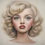 Placeholder: Marilyn monroe,, blond Little girl , in the style of Margaret Keane