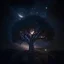 Placeholder: ((high quality realistic)), (photorealistic:1.4, realistic), highly detailed CG unified 8K,fantasy,Circle,The night the sky was full of stars,dark tone ,tree ,