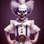 Placeholder: Full body portrait scary clown, dynamic pose,a little girl with him, an old mirror , detailed, realistic, cinematic, dramatic light 8k