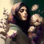 Placeholder: woman, life, freedom, Persian girls, digital art, muted tones, flowers everywhere, REALISTIC