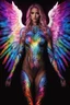 Placeholder: Gorgeous Photography Beautiful Angel with body painting art neons rainbow colors glowing in the dark and colorful details